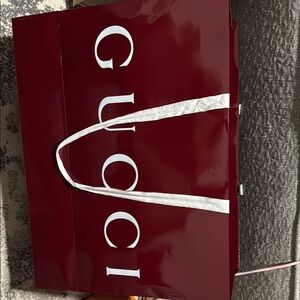 Gucci Deep Red Tote with White Handles